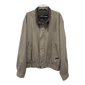 Members Only Jacket Men 2XL Beige Mariner Full Zip Snap Lined Bomber Windbreaker